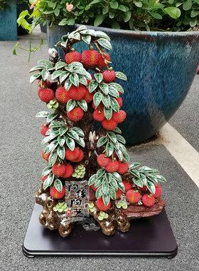 陶瓷石湾公仔荔枝摆件工艺品