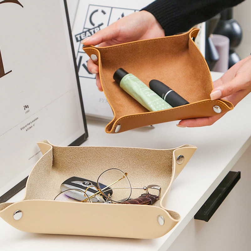 手工皮革收纳盒托盘杂物轻奢