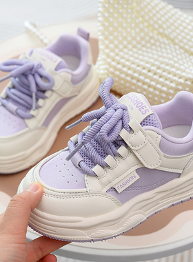 女童板鞋休闲鞋儿童魔术贴低帮童鞋2025秋季款女孩软底单鞋小白鞋