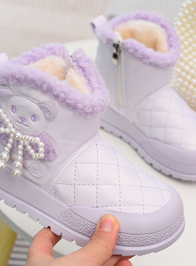 儿童雪地靴冬季加绒加厚大棉靴2025新款女孩防水防滑棉鞋洋气童靴