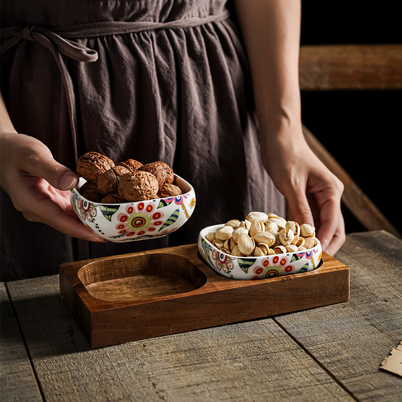 客厅茶几茶点小吃双格碗