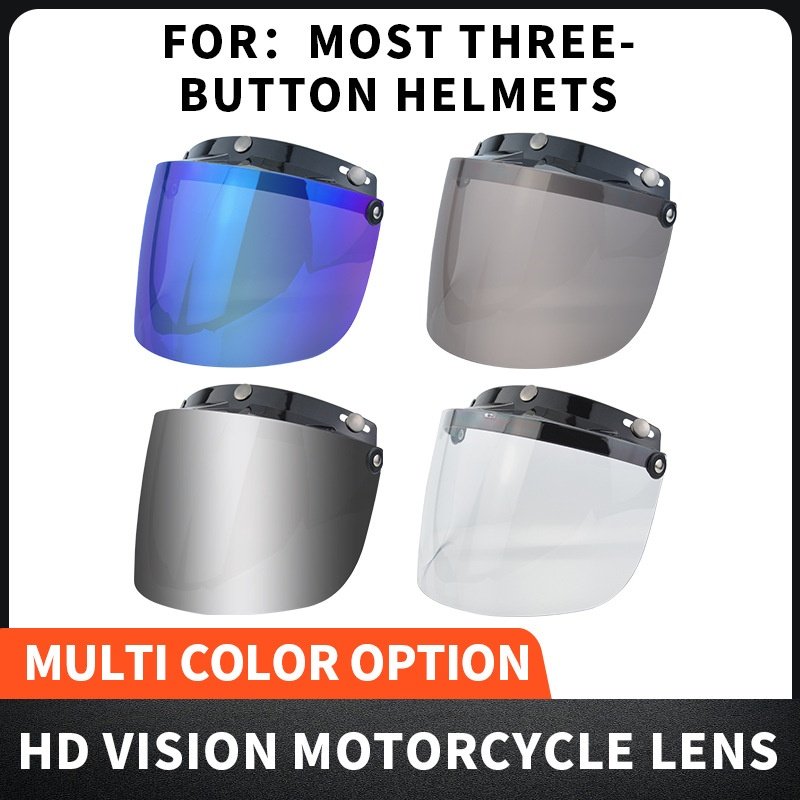 跨境新品摩托车头盔镜片适用button helmets复古可掀式摩托2007