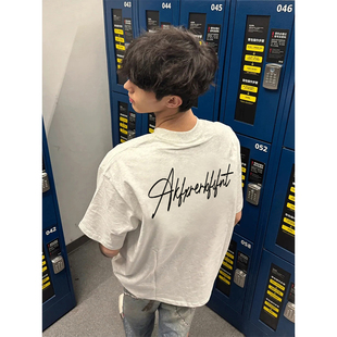 WASSUP美式纯棉短袖男款夏季高街个性vibe风字母印花青少年上衣潮