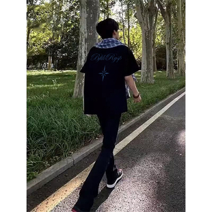 WASSUP美式纯棉短袖男款街头复古vibe风印花潮酷初中生半袖上衣潮