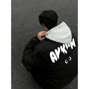 WASSUP轻薄90白鸭绒黑色羽绒服男款冬季学生街头美式潮牌保暖外套