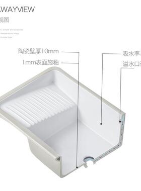 新款台下盆陶瓷洗衣盆带搓衣板 家用阳台嵌入式小户型洗衣槽单盆