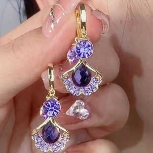 紫氣東來(lái)水晶銀杏葉耳扣時(shí)尚 設(shè)計(jì)感氣質(zhì)百搭耳環(huán)高級(jí)感靈動(dòng)耳飾女