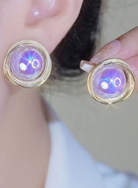 幻彩气质珍珠耳钉银针缠绕耳环潮