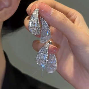 锆石灵动设计耳环女小众高级感轻奢耳饰2025年新款潮独特耳钉银针