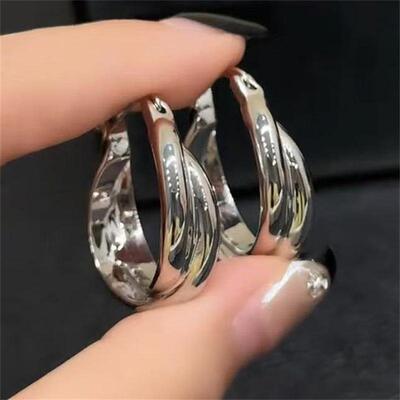 金属感交叉双环几何耳扣冷淡风潮