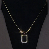 高级感镶钻方牌秋冬气质毛衣链2025年新款 卫衣链轻奢小众百搭项链