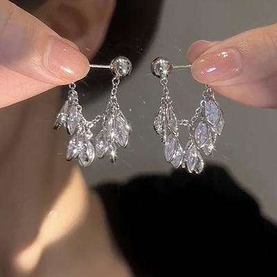 锆石流苏麦穗耳环高级感灵动设计