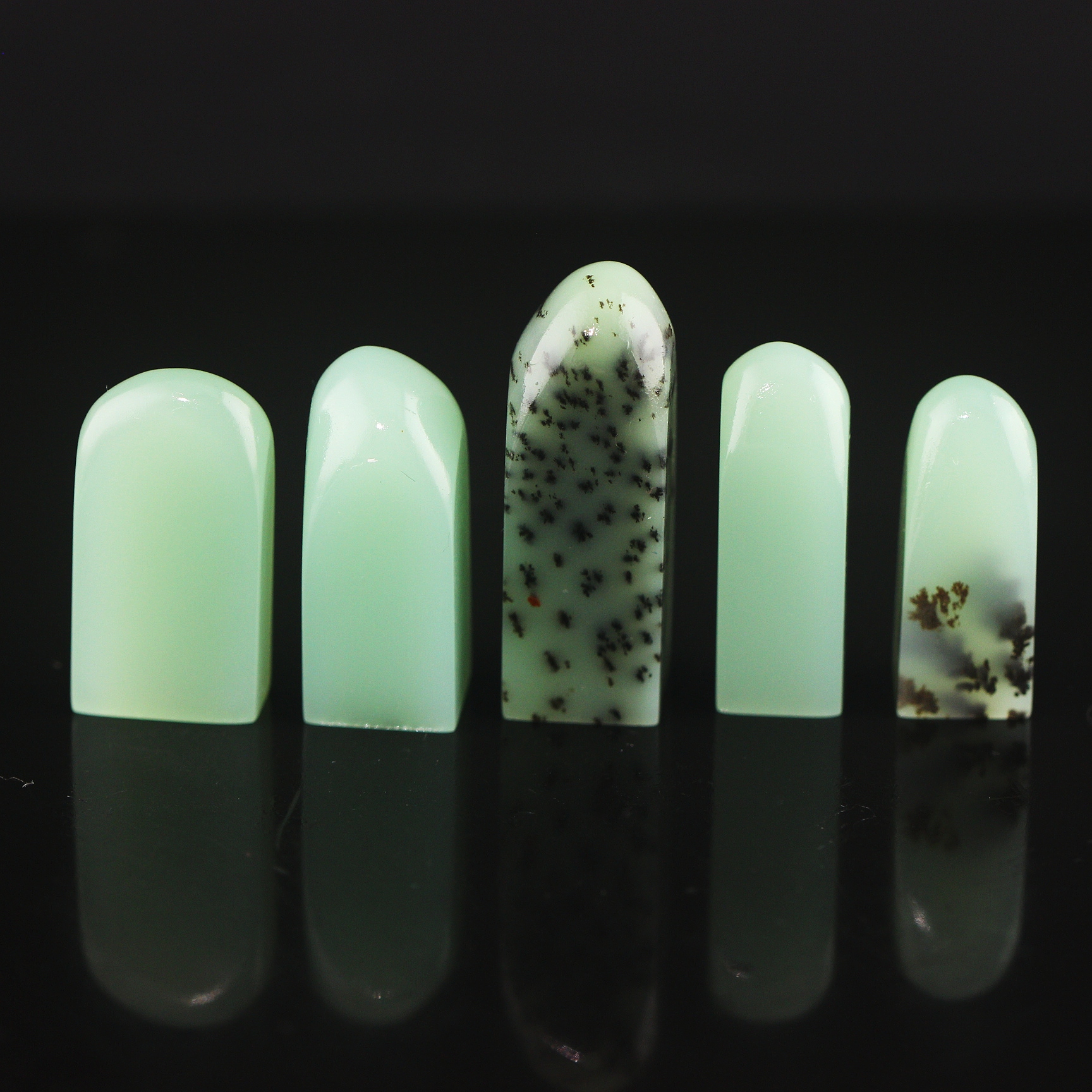 雅安绿新矿白水河水草蓝冻石迷你牙签章素章胚天然玉石篆刻印章料