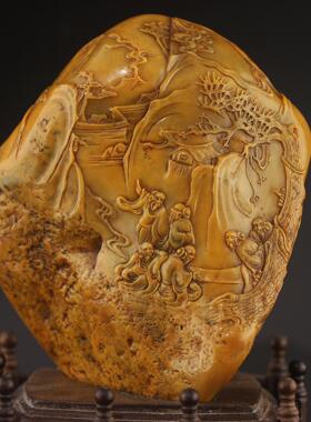 昌化田黄石冻高仕图摆件