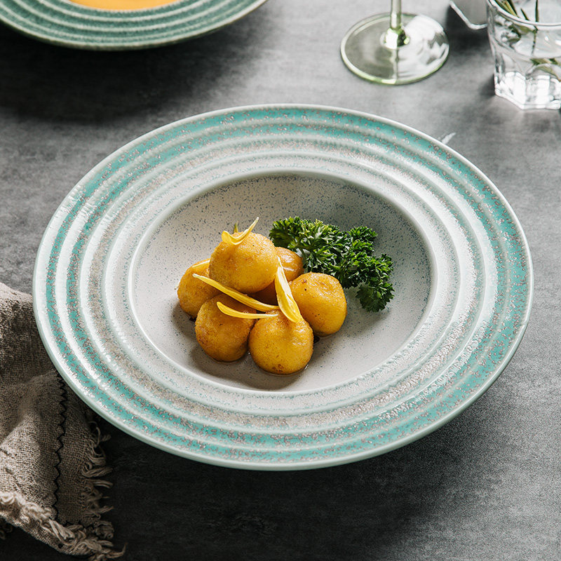 格米厨日式草帽盘创意汤盘家用意面盘陶瓷深盘子商用飞碟盘餐厅用