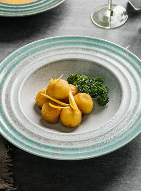 格米厨日式草帽盘创意汤盘家用意面盘陶瓷深盘子商用飞碟盘餐厅用