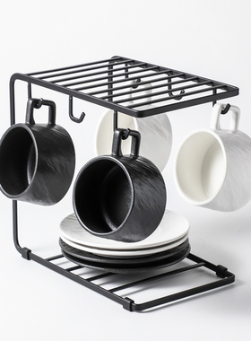 格米厨陶瓷咖啡杯碟家用简约石纹咖啡杯套装纯色高颜值下午茶茶杯