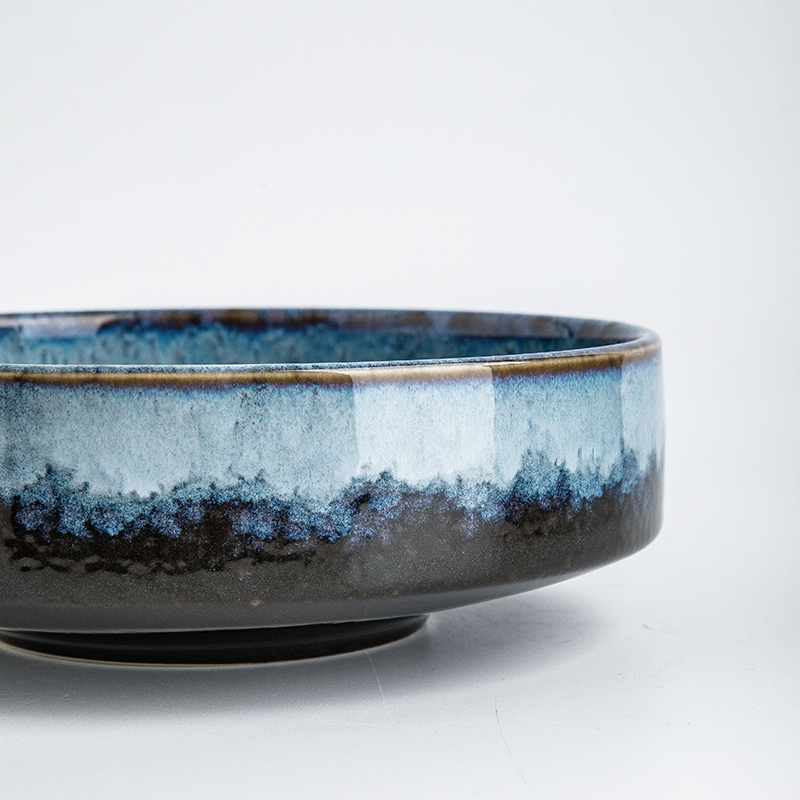 日式陶瓷碗创意直边碗家用磨砂哑光沙拉碗浓汤碗西餐碗宽口浅底碗