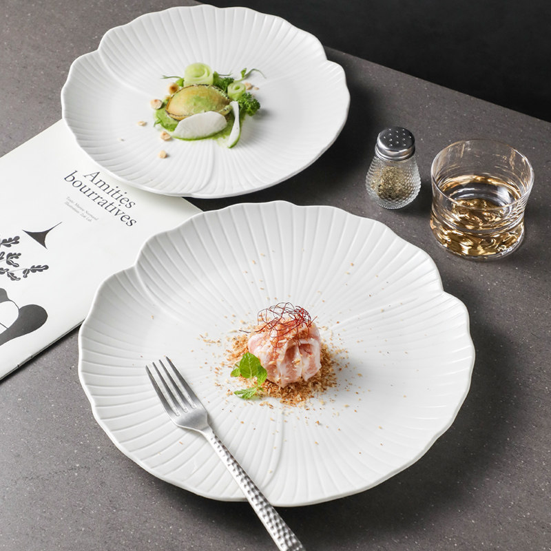 高级感白色陶瓷盘子创意花型浅盘大号西餐盘菜盘水果盘酒店牛排盘,餐饮具,盘,淘宝优惠券,粉丝福利购,淘宝优惠卷
