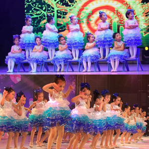 儿童演出服蓬蓬裙公主舞蹈裙女童舞蹈服小学生幼儿园表演服装秋冬