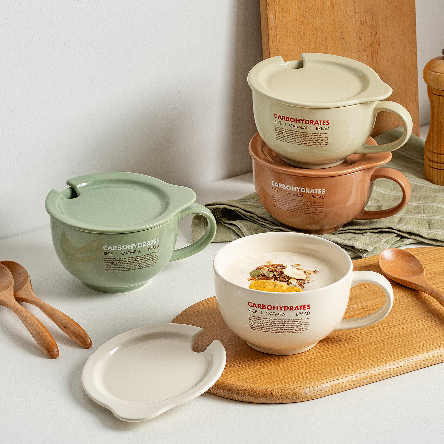 ezicok陶瓷水杯马克杯大容量早餐麦片杯带盖杯子燕麦杯汤杯牛奶杯,餐饮具,奶杯/牛奶杯,淘宝优惠券,粉丝福利购,淘宝优惠卷