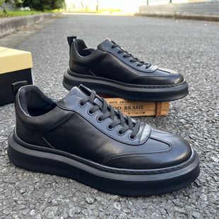 外貿(mào)撤柜清倉男鞋 厚底百搭潮 舒適輕便商務(wù)休閑皮鞋 真皮綁帶休閑鞋