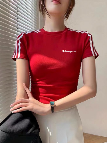 短袖休闲常规条纹纯棉女