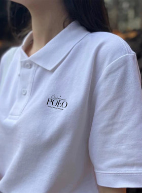 季冠军宽松POLO衫女夏季情侣T恤