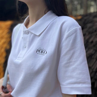 季潮流宽松POLO衫女夏季新常规短袖翻领情侣T恤休闲正装上衣