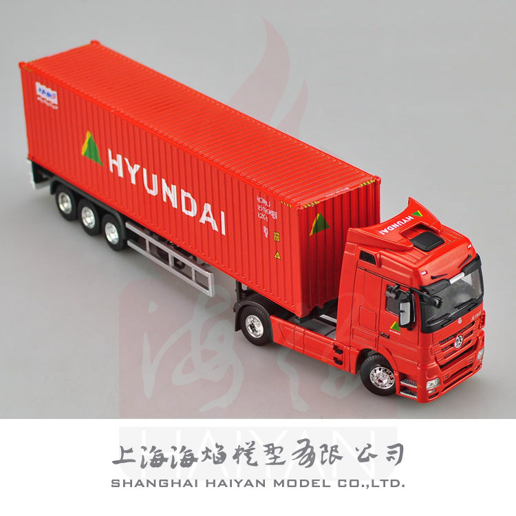 奔驰 benz 集装箱货柜卡车 hyundai 现代海运 1:50卡车模型