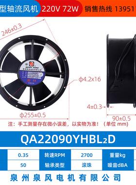 新款QA22090YHBL1D/2D/3D小型工频轴流散热风扇 泉州泉风电机包邮