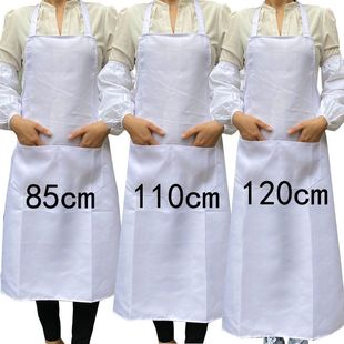 加大白布围裙加宽防污白围裙涤棉布围腰套袖成人男女烘焙面点夏天