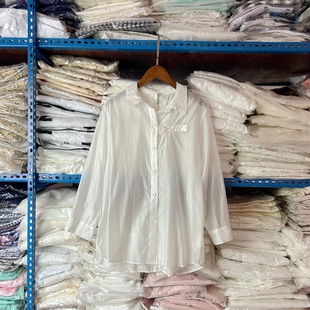 女夏季 防晒衫 新款 天丝衬衫 上衣 韩国Chic气质短袖 外套空调衫 薄款