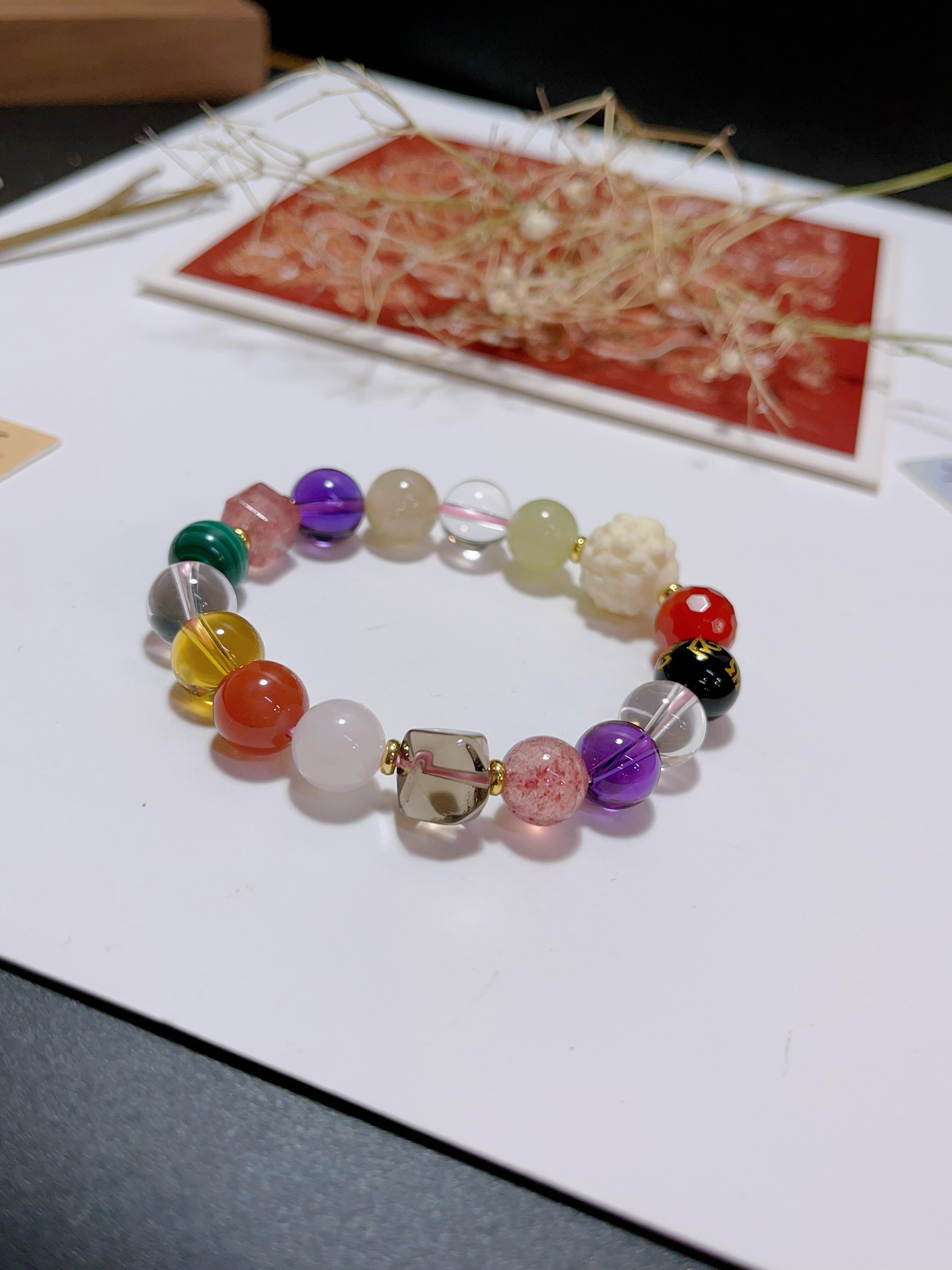 玖紫 天然水晶多宝手链 菩提貔貅水晶和田玉六字箴言月光石多宝
