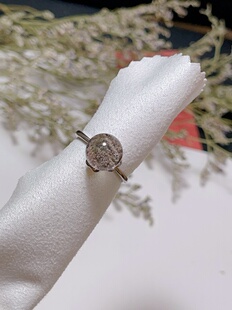 玖紫925银天然绿幽灵水晶戒指 紫幽灵水晶戒指飘绿幽灵