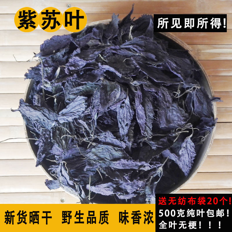 新货紫苏野生红苏叶干苏子叶无梗味浓新鲜500g送无纺布袋药材包邮 传统滋补营养品 紫苏 原图主图