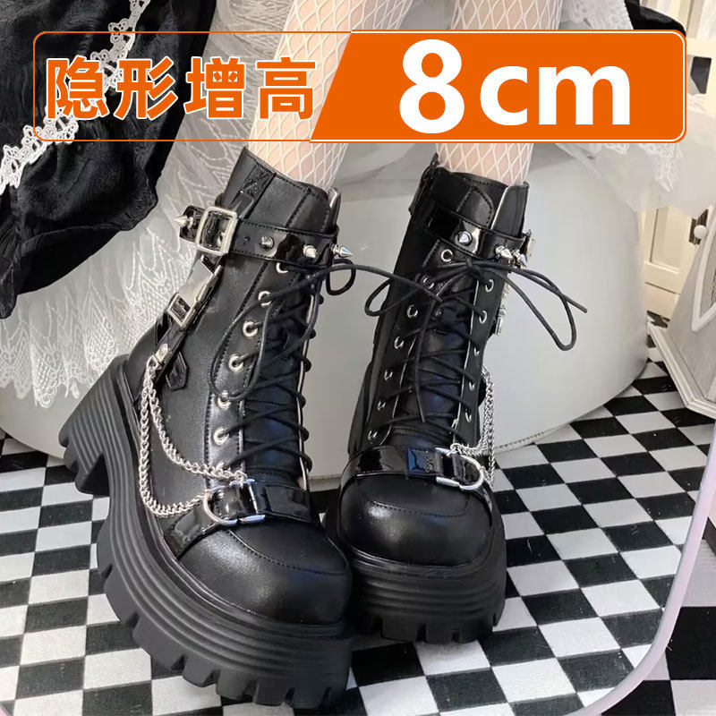 漫展增高鞋cosplay二次元成男女20马丁靴高帮10内增高皮靴子cm
