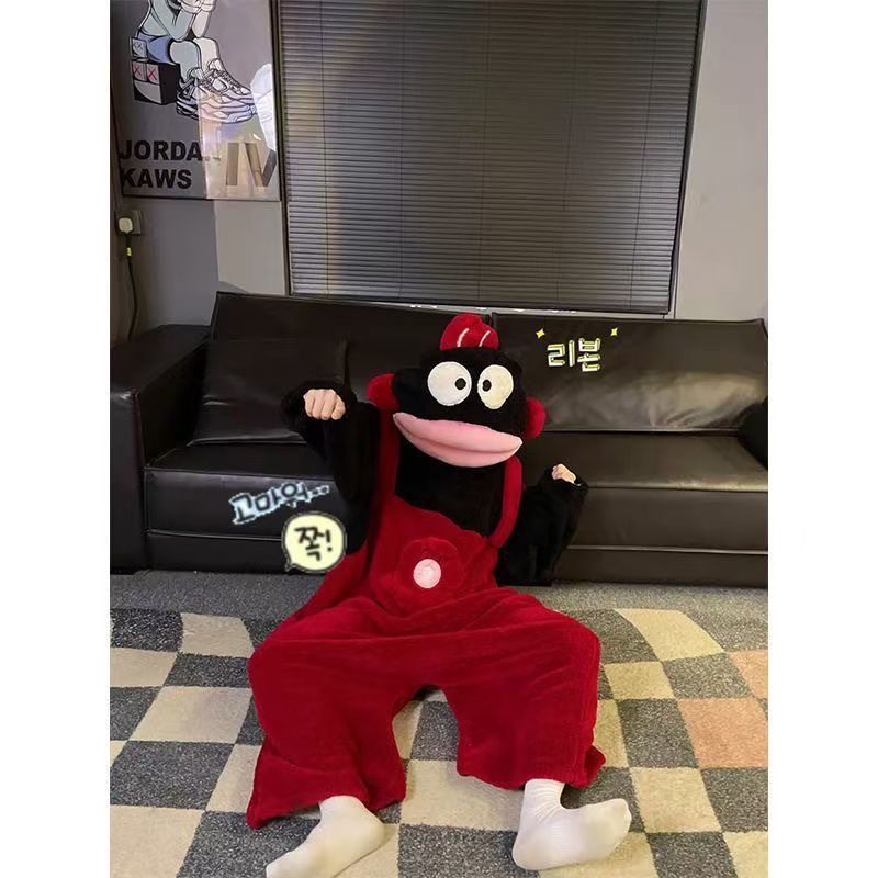 搞汉顿丑鱼连体睡衣女珊瑚绒加厚保暖鱼嘴睡衣冬季卡通怪情侣睡袍