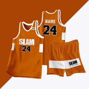 全身数码定制印刷成人儿童篮球服套装球衣比赛训练队服LB083 橙色