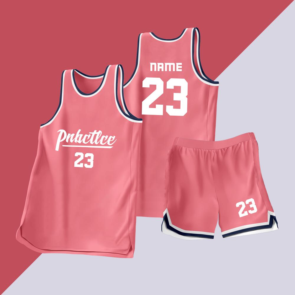 全身数码定制印刷成人儿童篮球服套装球衣比赛训练队服LB108 粉色