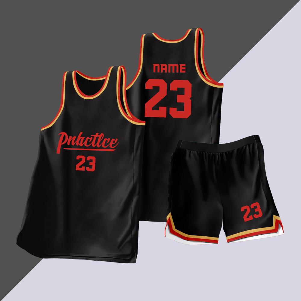 全身数码定制印刷成人儿童篮球服套装球衣比赛训练队服LB108 黑色