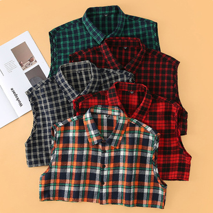 假领子男百搭格子假领分尺码内搭衬衣领春秋冬新款衬衫尖领假衣领