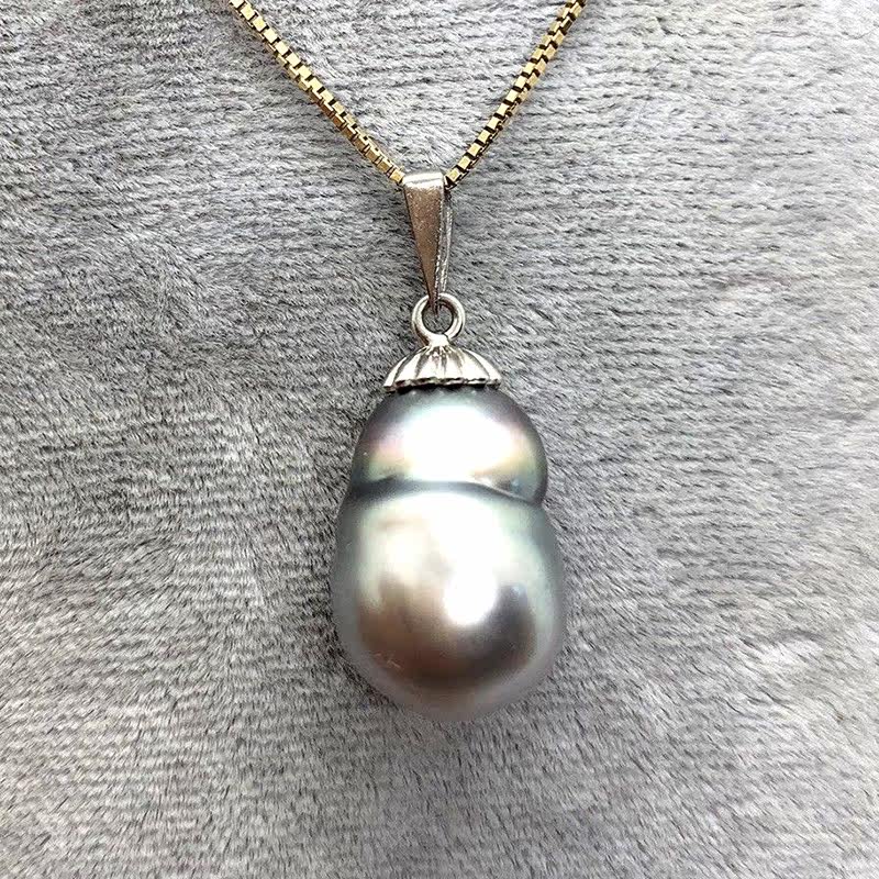 精奇首饰铂金光泽灰色有机梨巴洛克珍珠吊坠可爱14mm大号推荐超值|msdalam kategori barang kemas/berlian/Emerald/emas, mutiara asli (baru), Neckwear - dari Buy2taobao.com untuk memberikan perkhidmatan ejen Taobao profesional membeli