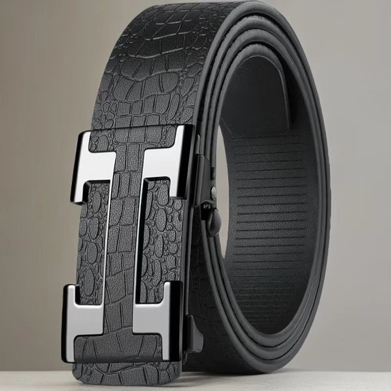 轻奢H款字母真皮自动扣皮带