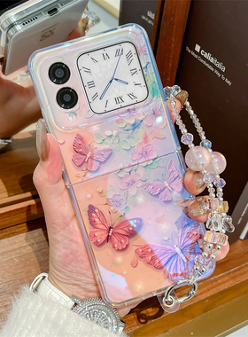 适用华为novaflips手机壳油画蝴蝶花朵新款Nova FlipS小折叠屏超薄外壳nova flip简约手提链女软胶防摔保护套