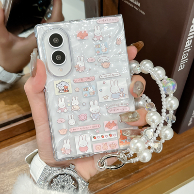 折叠屏水波纹透明壳兔子前后外壳