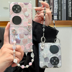 适用华为pocket2手机壳新款pockets折叠屏软胶防摔全包外壳p50pockets专用保护套简约玫瑰花朵创意手提超薄壳