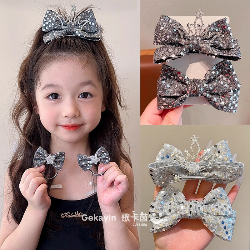 高级感韩版亮片立体蝴蝶结发夹