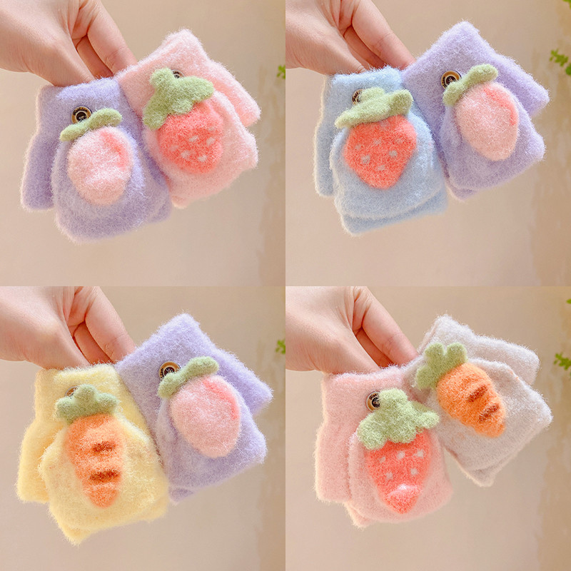0一3婴幼儿宝宝手套冬天小孩毛绒
