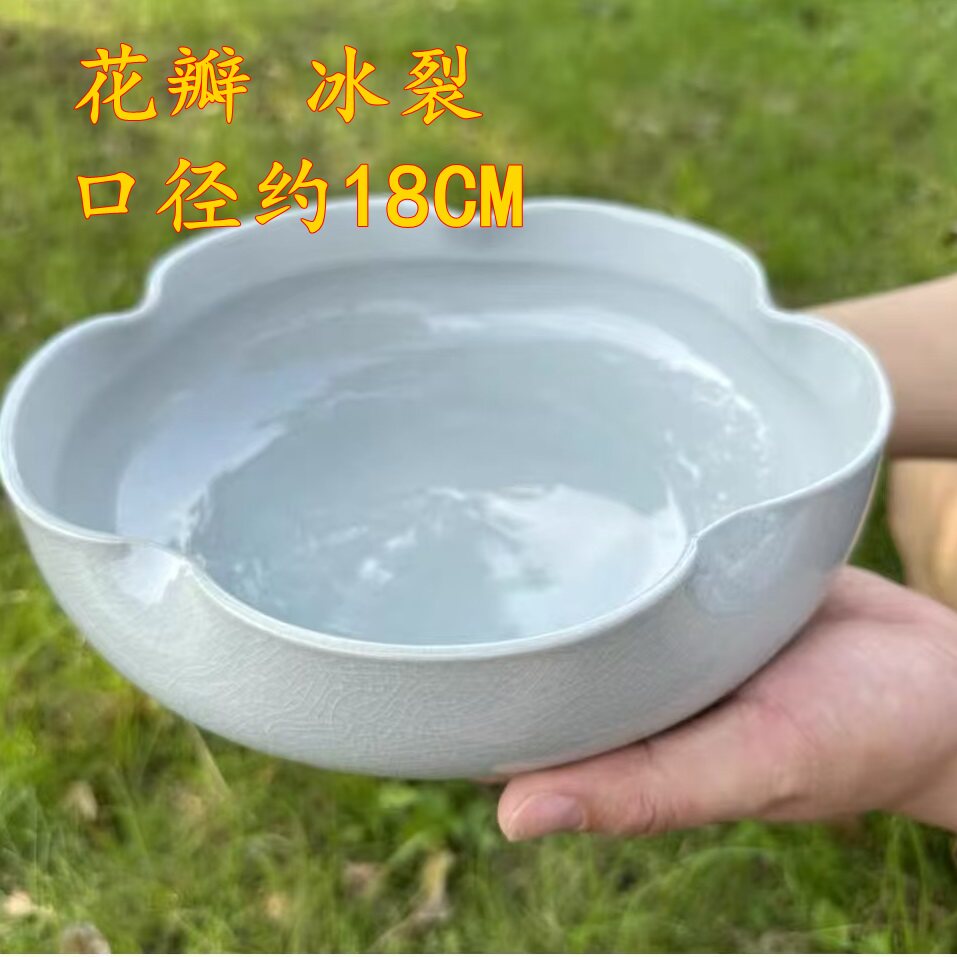 无孔景德镇青花陶瓷花盆碗莲水培植物绿萝水仙花多肉铜钱草盆包邮